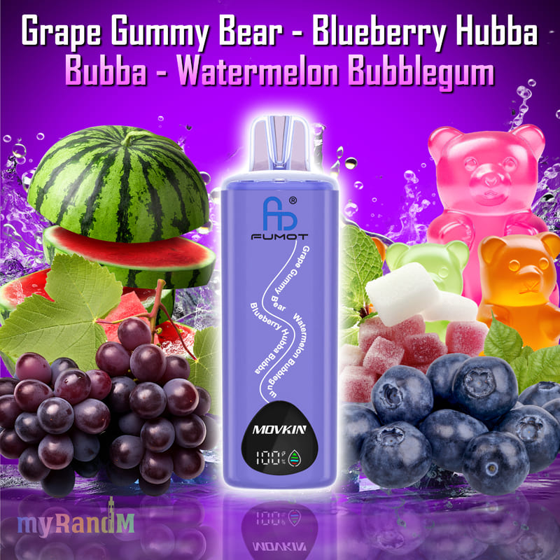 Fumot Eco 3in1 24k Grape Gummy Bear - Blueberry Hubba Bubba - Watermelon Bubblegum